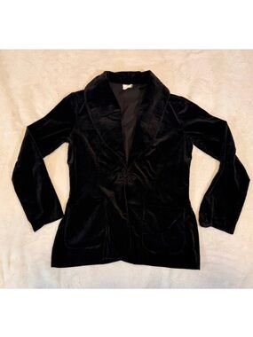 Black Velvet Smoking Jacket Blazer Frog Closure Women’s M/L